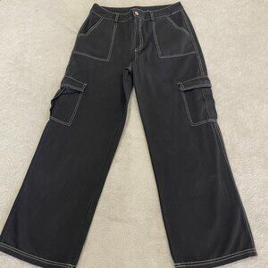 Black Wide Leg Cargo Pants Women's Size Large